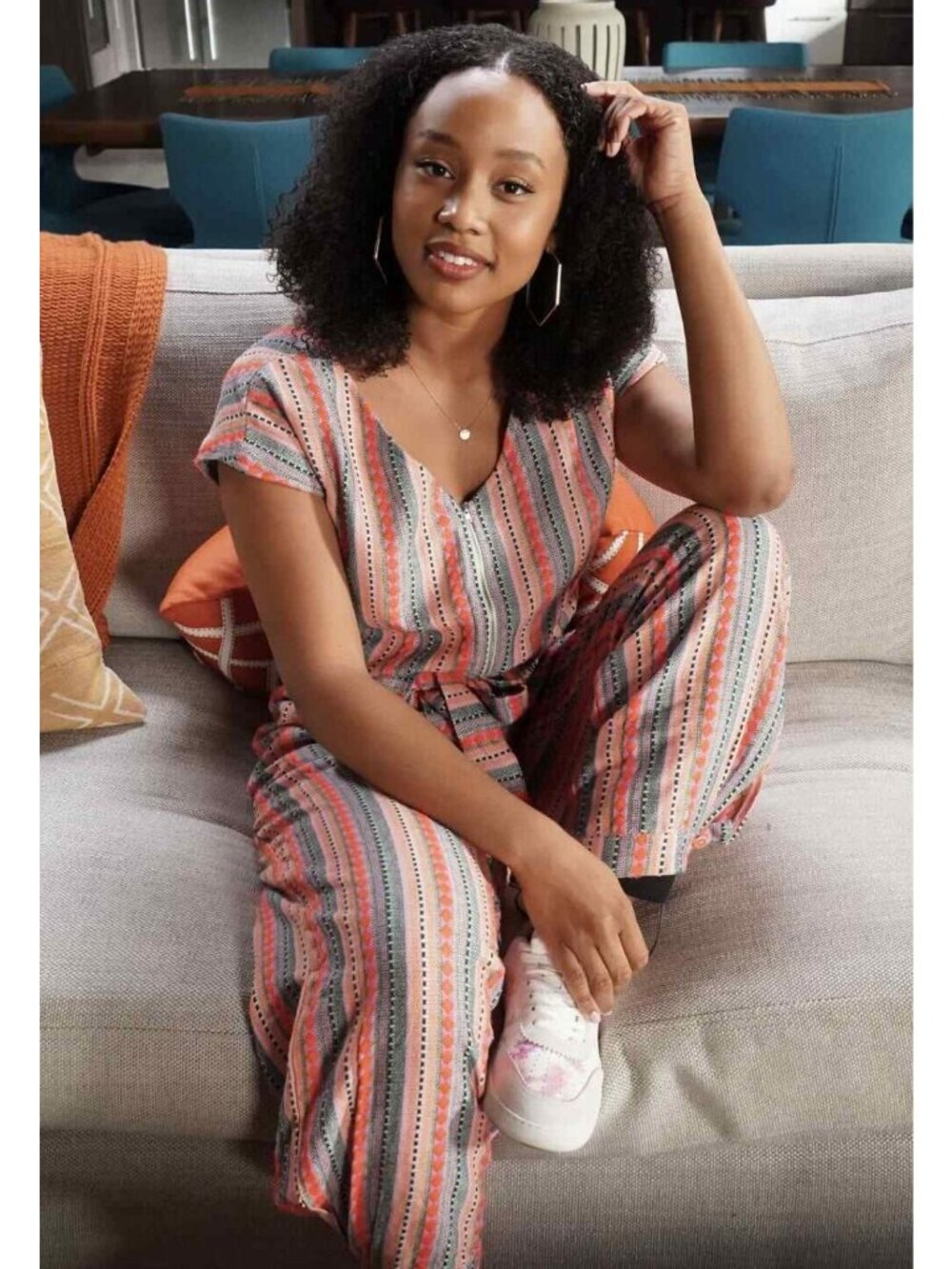 Anthropologie Porridge Alida Woven Jumpsuit Stripes Multicolor Pink Orange Small